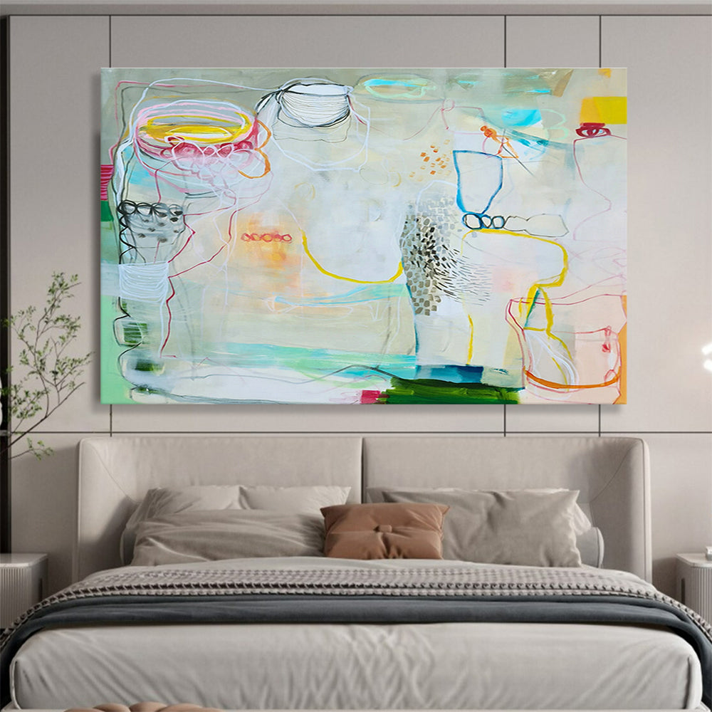 Line and Color Abstract Art for Bohemian - Style Bedrooms DLZ2455
