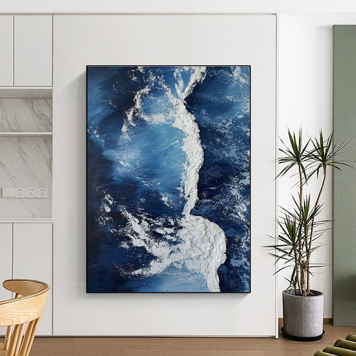 Textured Ocean Art for Nautical Home Living Room & Marine Conservation Office DLZ1514