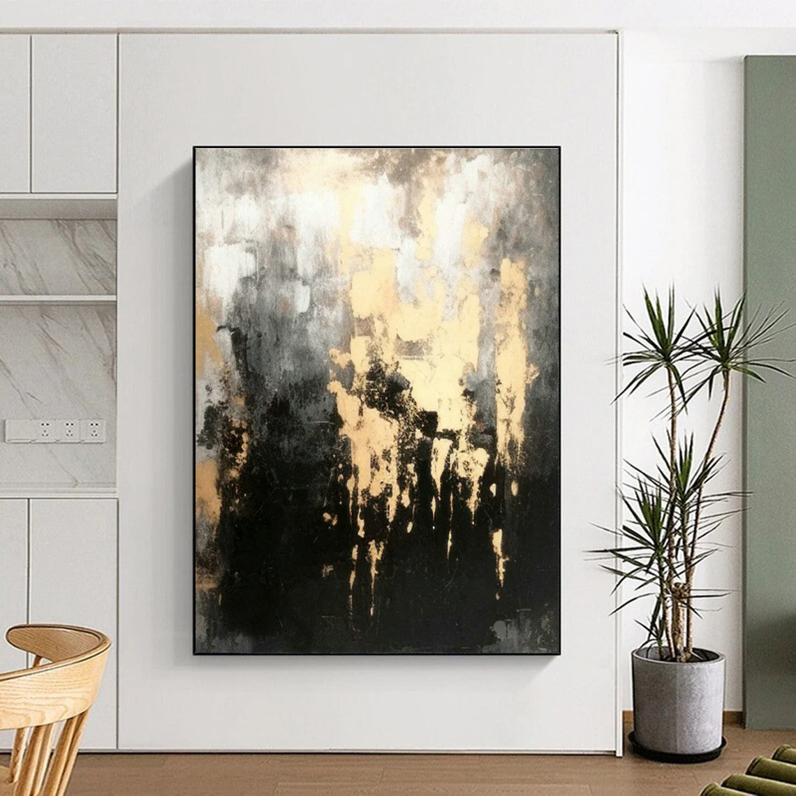Black and Gold Abstract Art for Living Room & Office DLZ0440