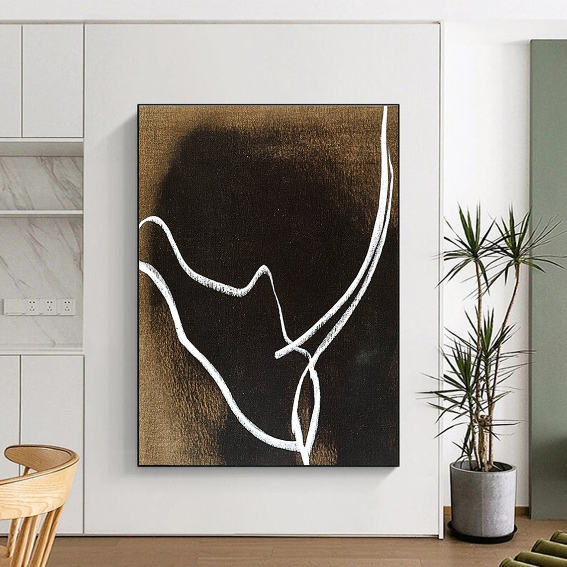 White Lines on Brown Background Art for Industrial - Style Bar & Minimalist Office STSC1346