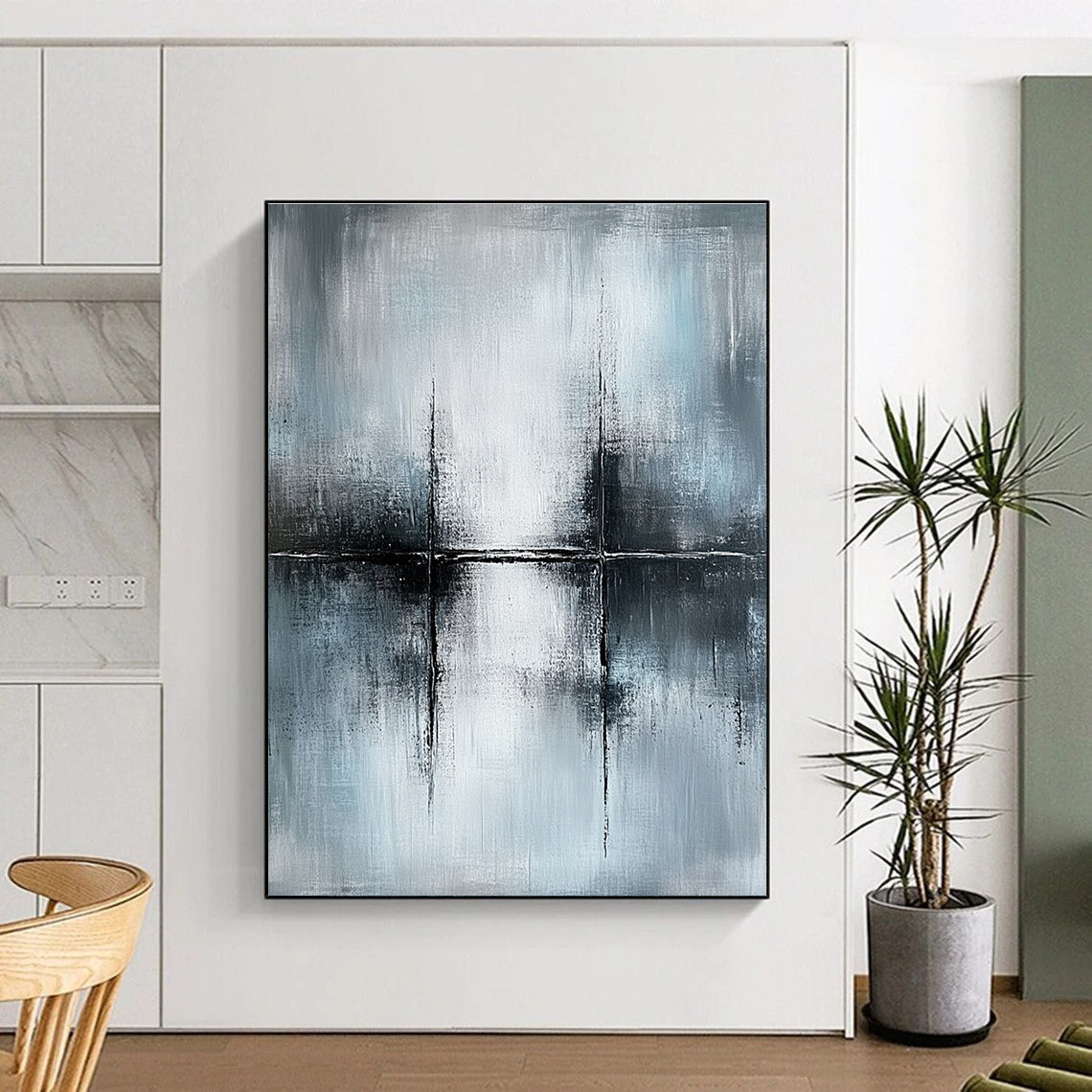 Minimalist Gray Cross Art for Office & Hallway STSC070