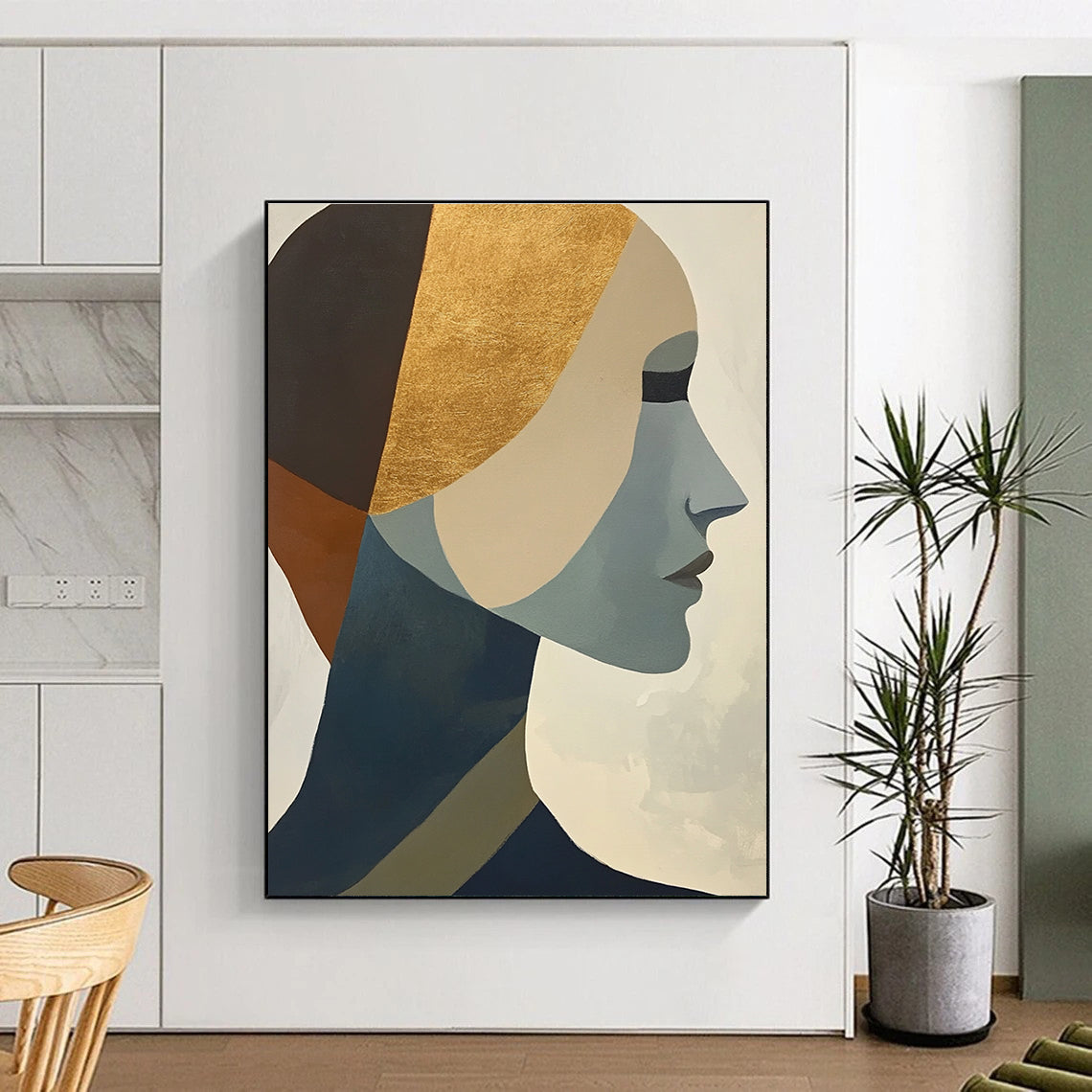 Gold - Accented Portrait Art for Bedroom & Salon STSC692