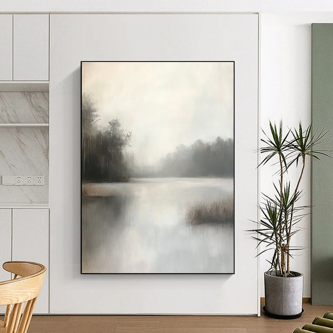 Misty Lake Landscape for Serene Bedroom & Nature - Inspired Café STSC1100