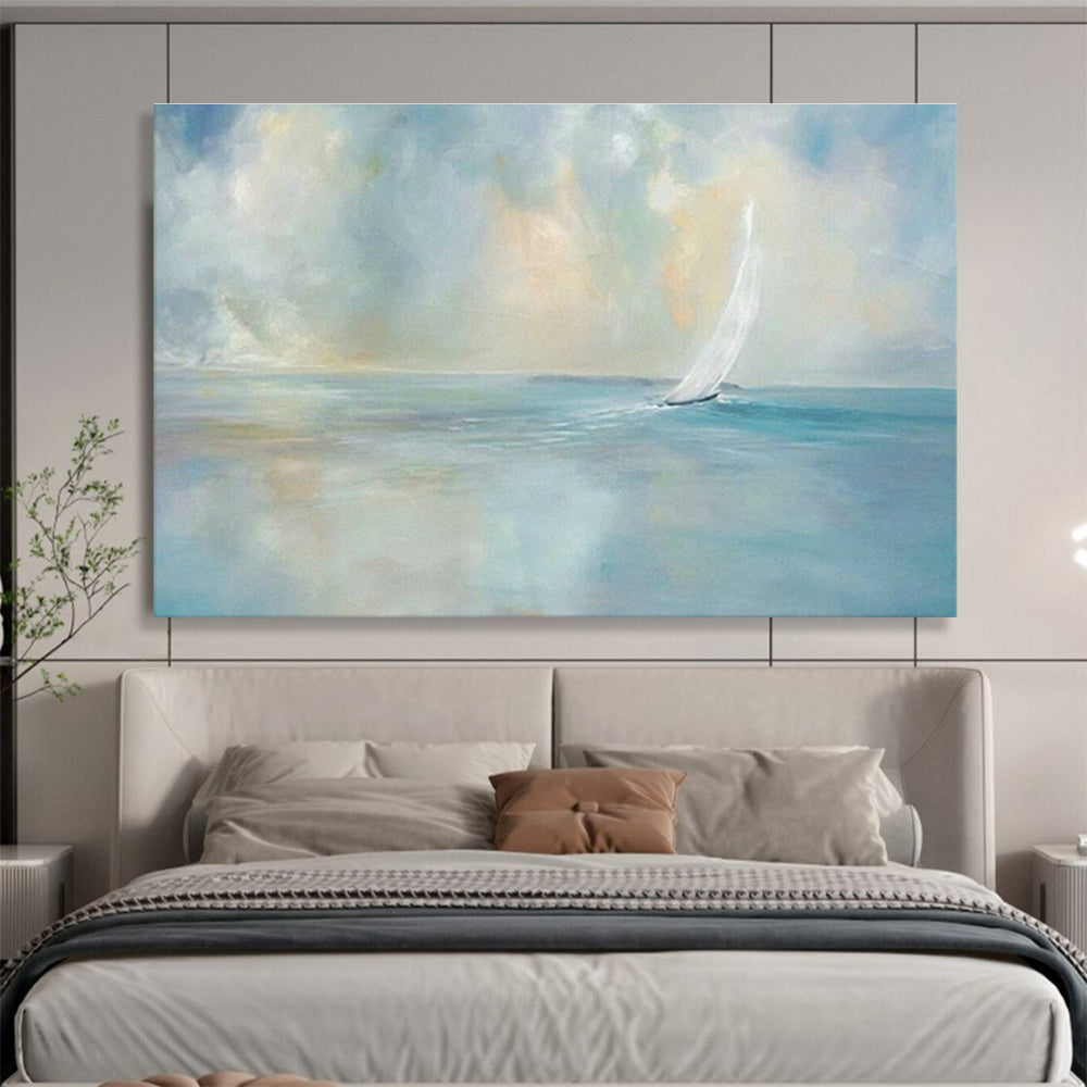 Seaside Sailboat Oil Painting for Nautical - Themed Study DLZ2820