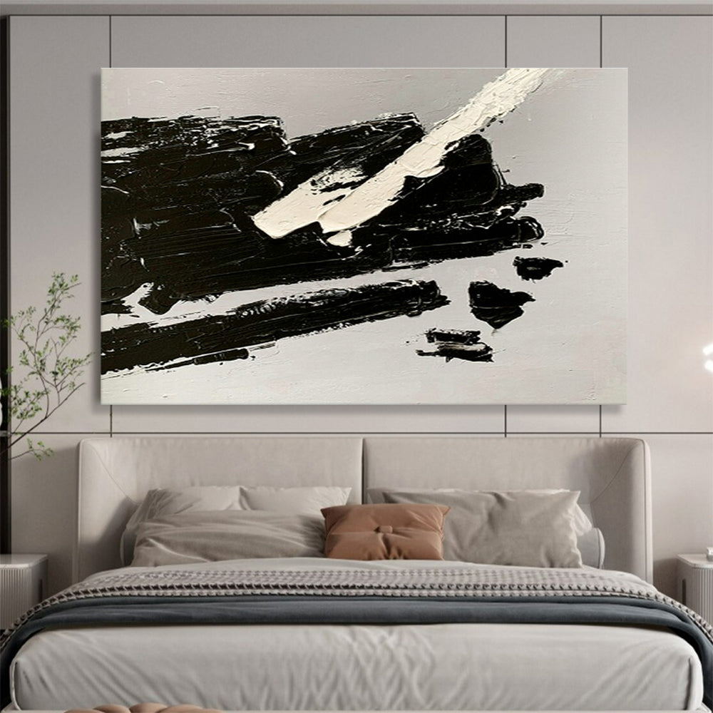 Black - White Stroke Abstract Art for Contemporary Art Gallery Installations DLZ2668