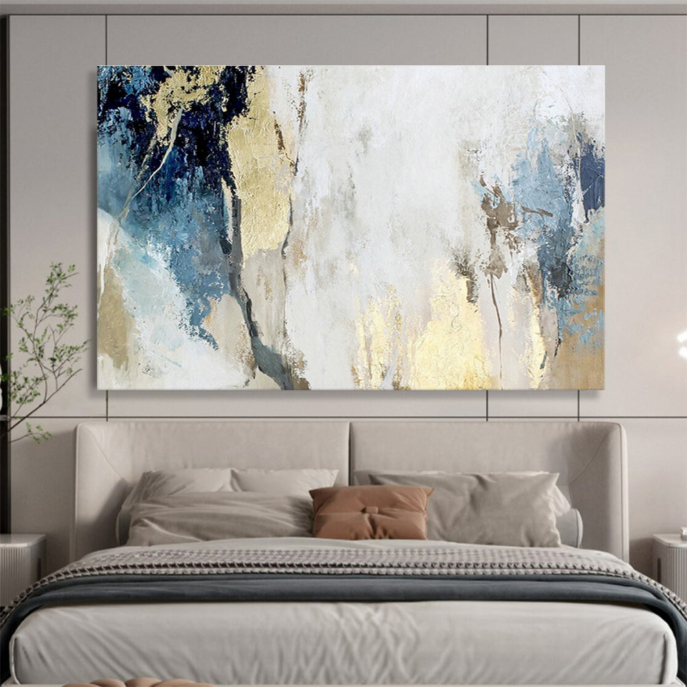 Blue - Gold Abstract Art for Sophisticated Study DLZ2891