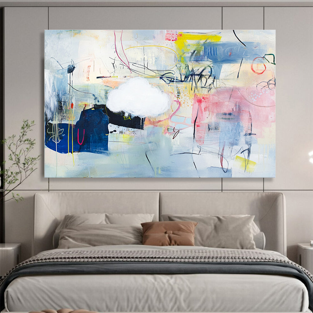 Abstract with Cloud Element Art for Dreamy Bedroom & Intimate Art Gallery SC477