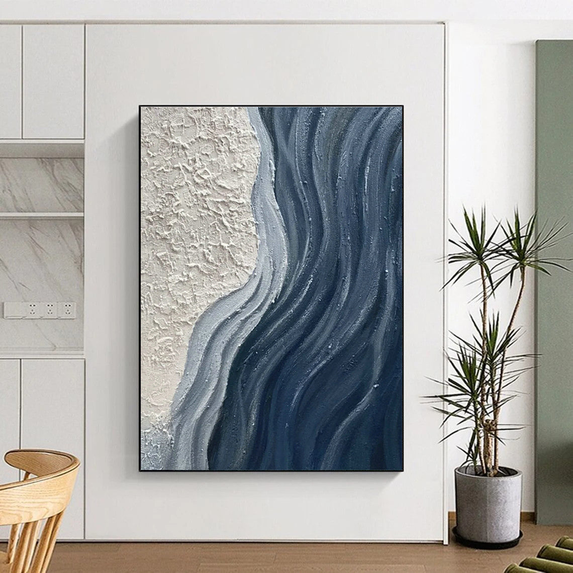 Textured Wave Abstract Art for Coastal Café & Nautical - Themed Home Office DLZ0662