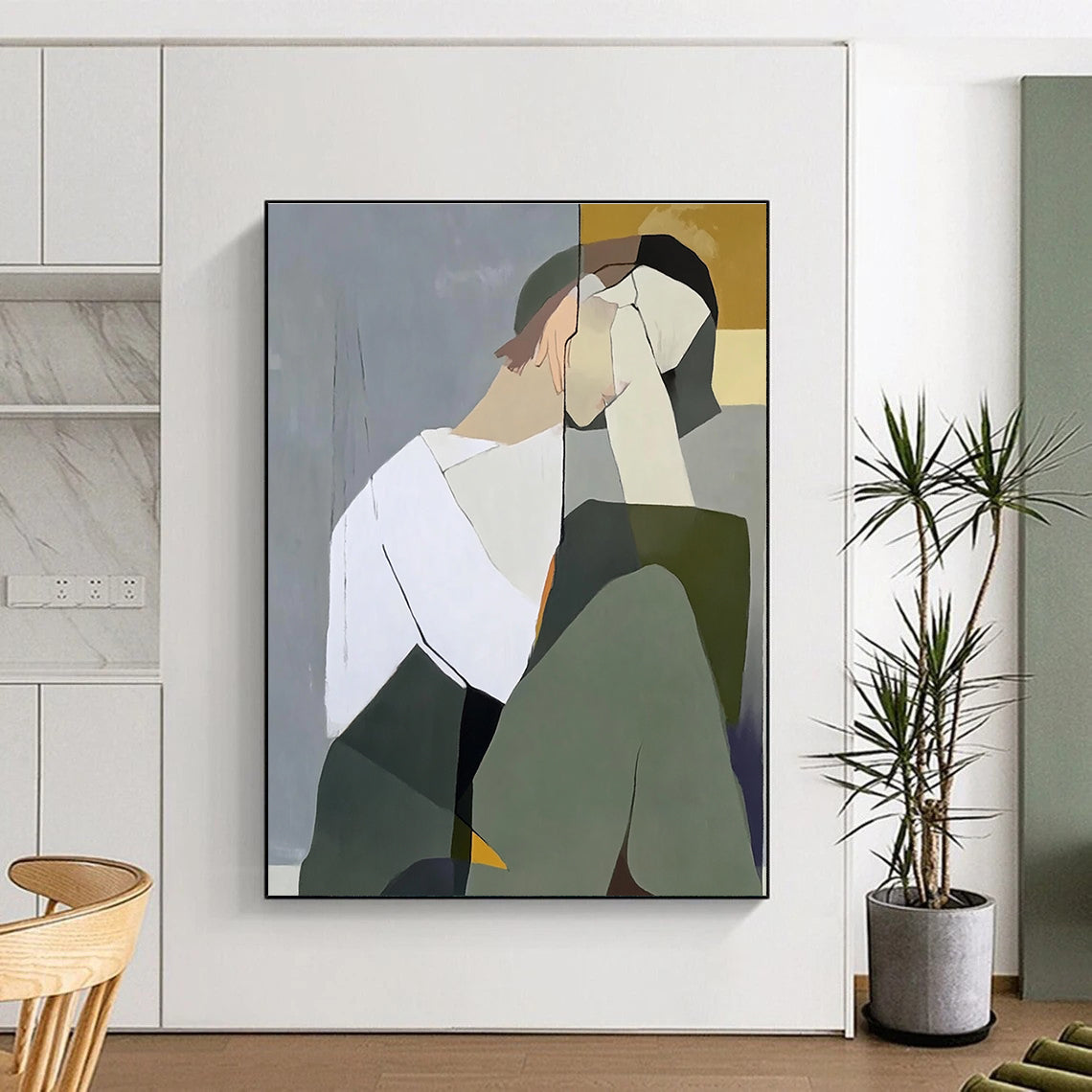 Abstracted Pensive Figure Art for Creative Workplace & Modern Living Room STSC1114
