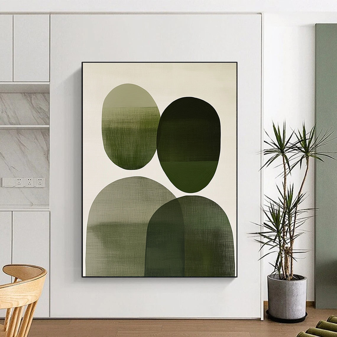 Overlapping Green Figures Art for Wellness Center & Family Home STSC1083
