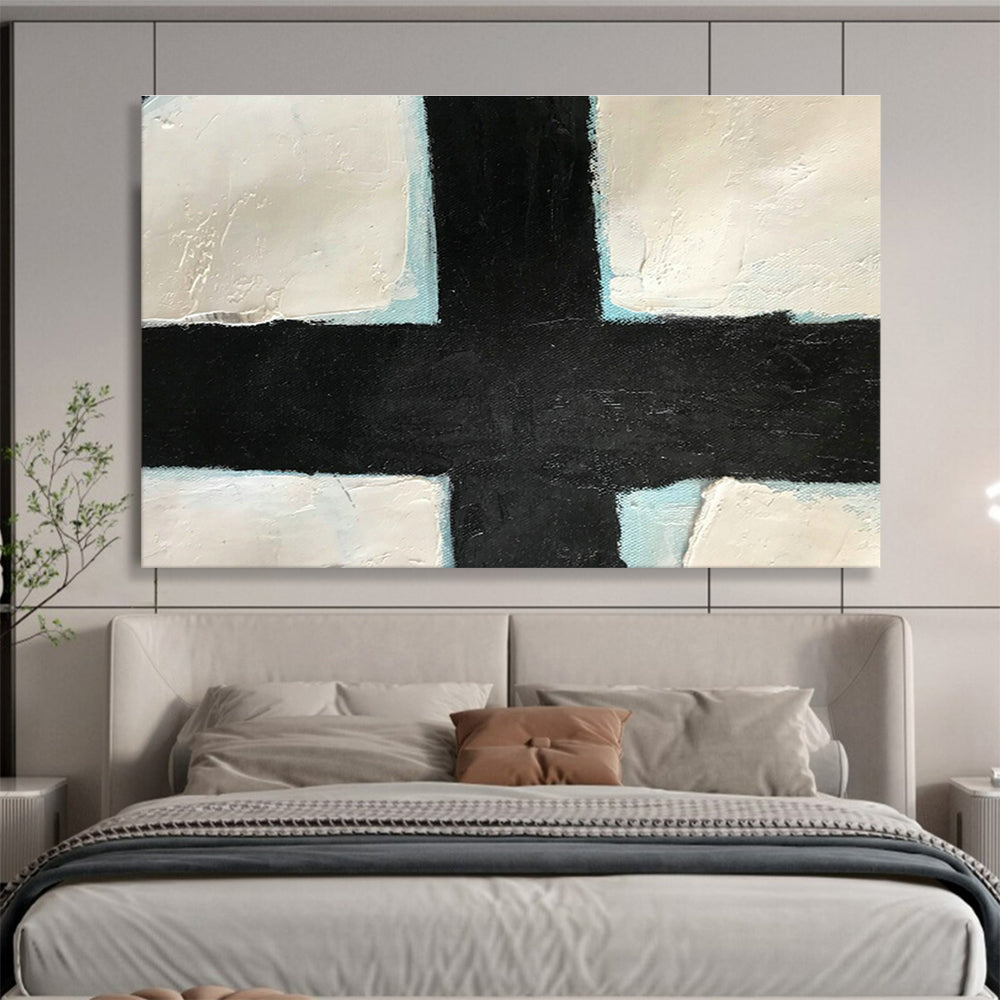 Black - White Cross Abstract Art for Minimalist Church Chapels DLZ2564