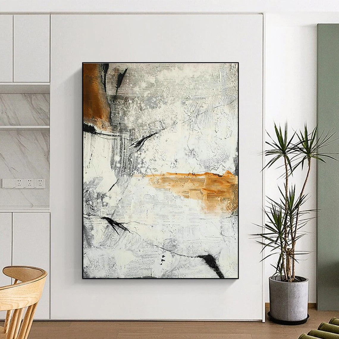 Gray - Orange Abstract Art for Industrial Loft & Contemporary Art Show DLZ2138