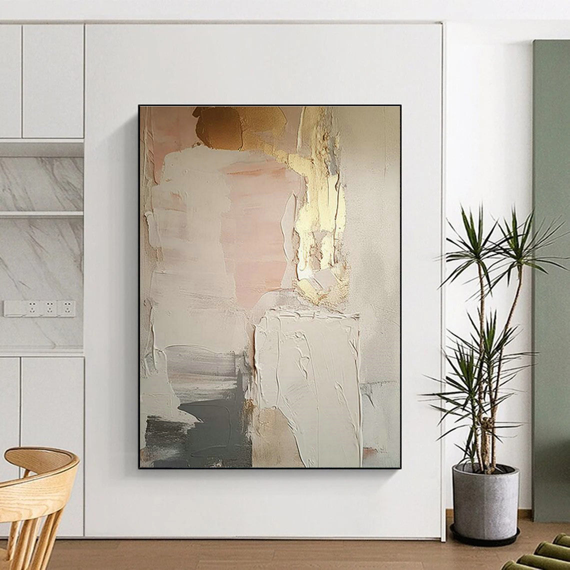 Pink - Gold Textured Art for Feminine Spa Waiting Areas DLZ0130