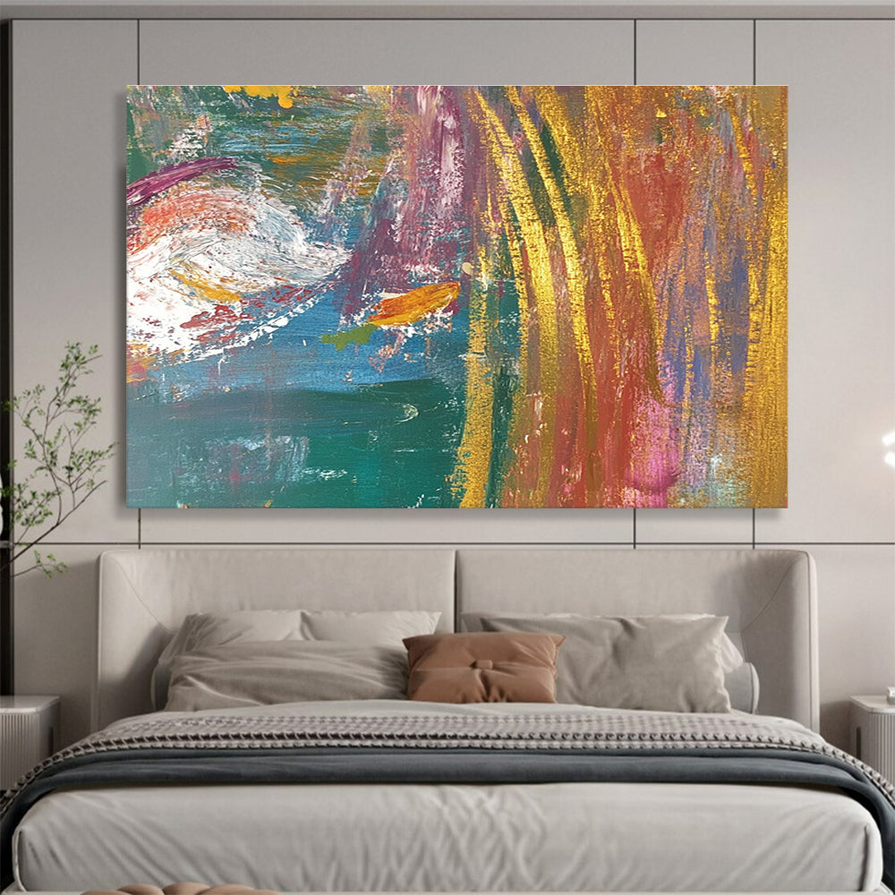 Vibrant Abstract with Gold Art for Luxury Home Office & High - End Hotel Lobby SC442