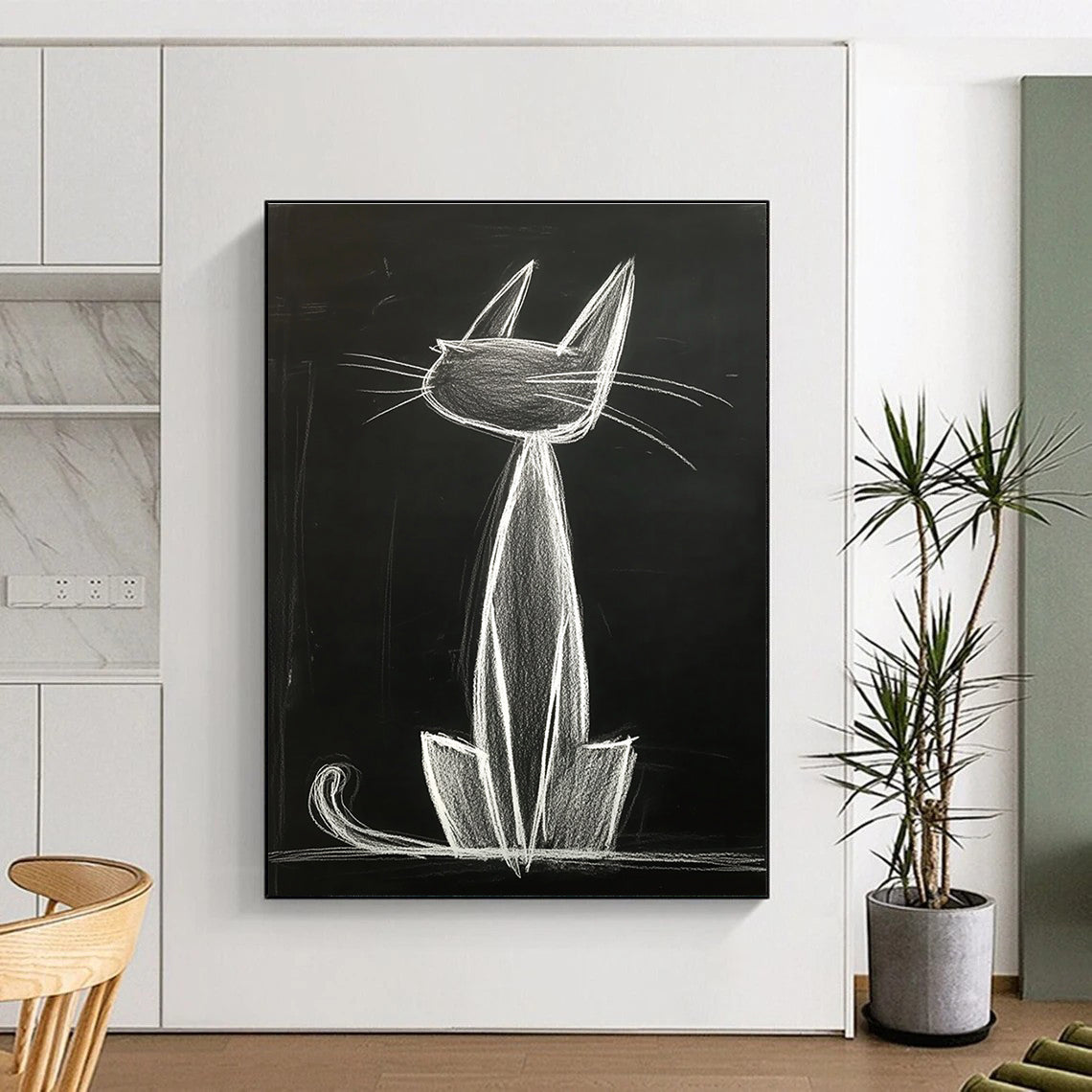Chalk Cat Drawing for Playful Kids’ Room & Urban - Style Loft STSC1184