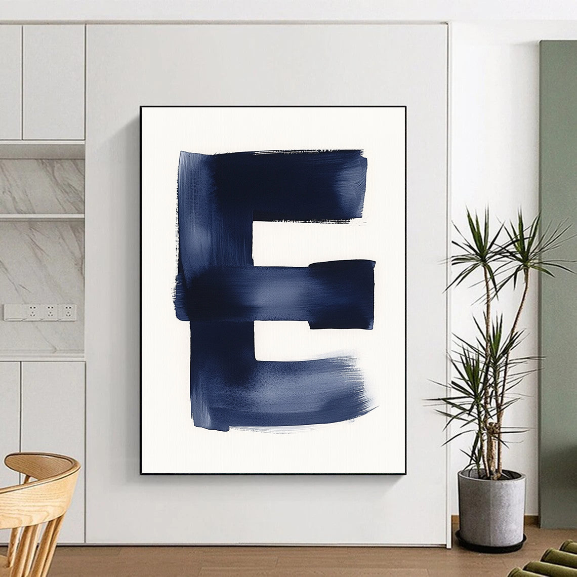 Blue Brushstroke "E" Art for Modern Nursery & Typography - Themed Exhibition STSC1096