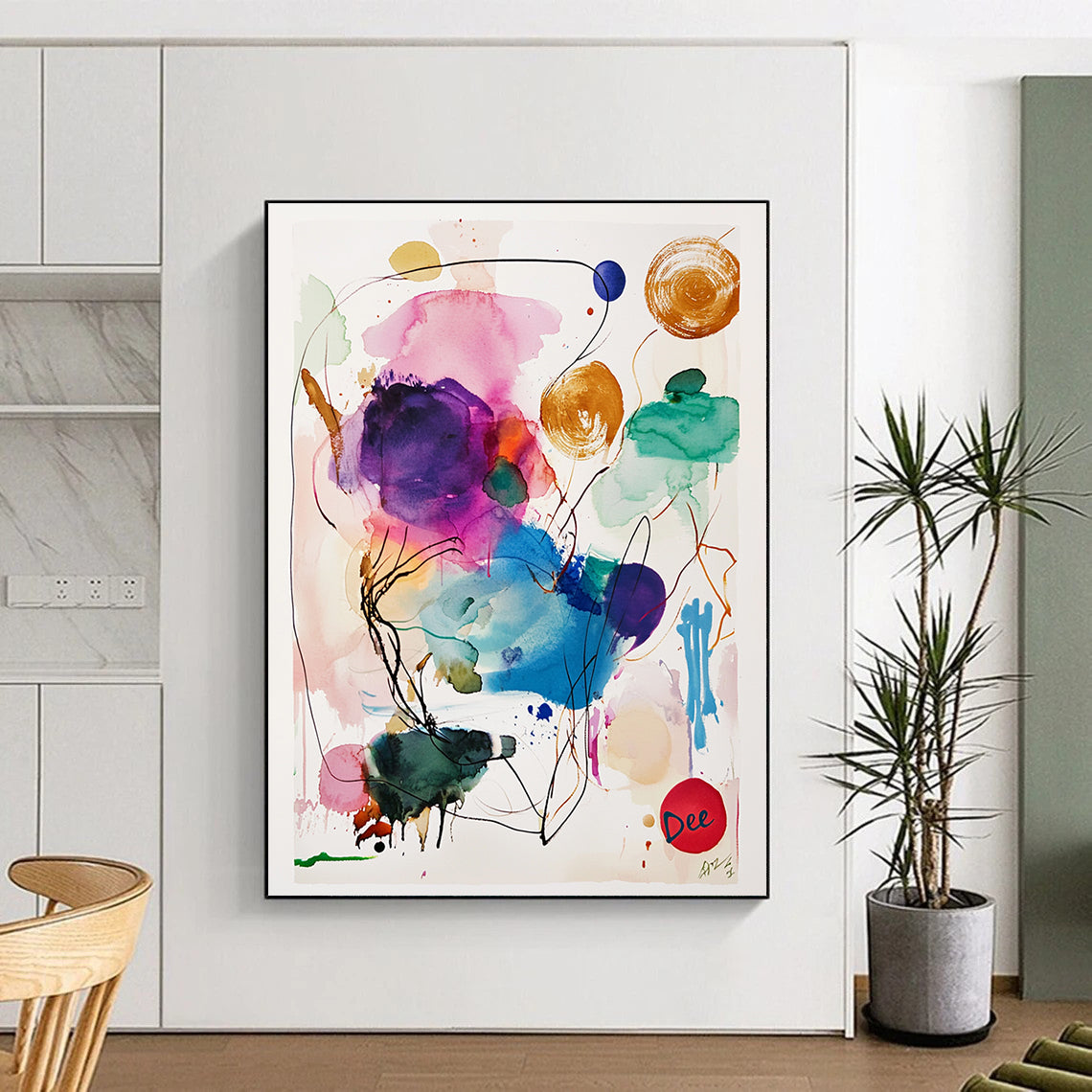 Watercolor Abstract Splashes for Artistic Home Studio & Bohemian Café STSC1046
