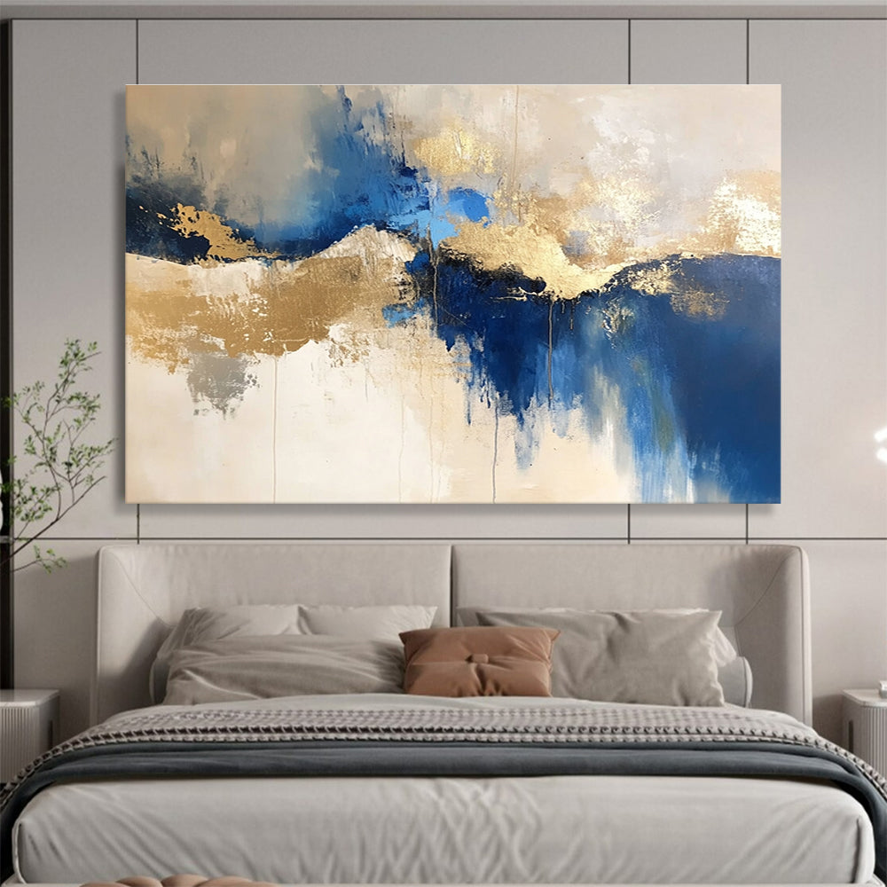 Blue - Gold Abstract Landscape for Coastal Villa & Art Gallery Exhibition SC022