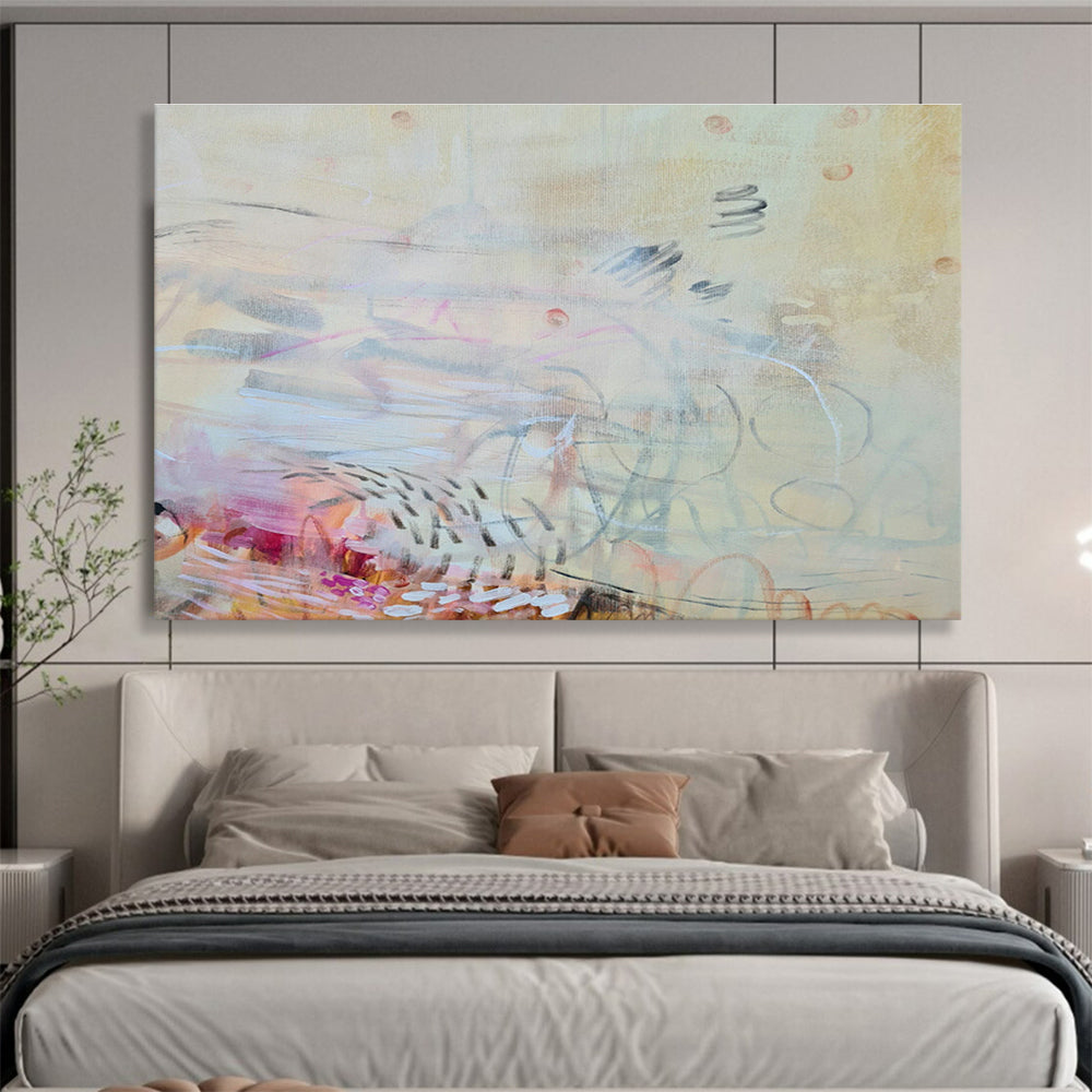 Beige - Yellow Line Abstract Art for Serene Home Offices DLZ2450
