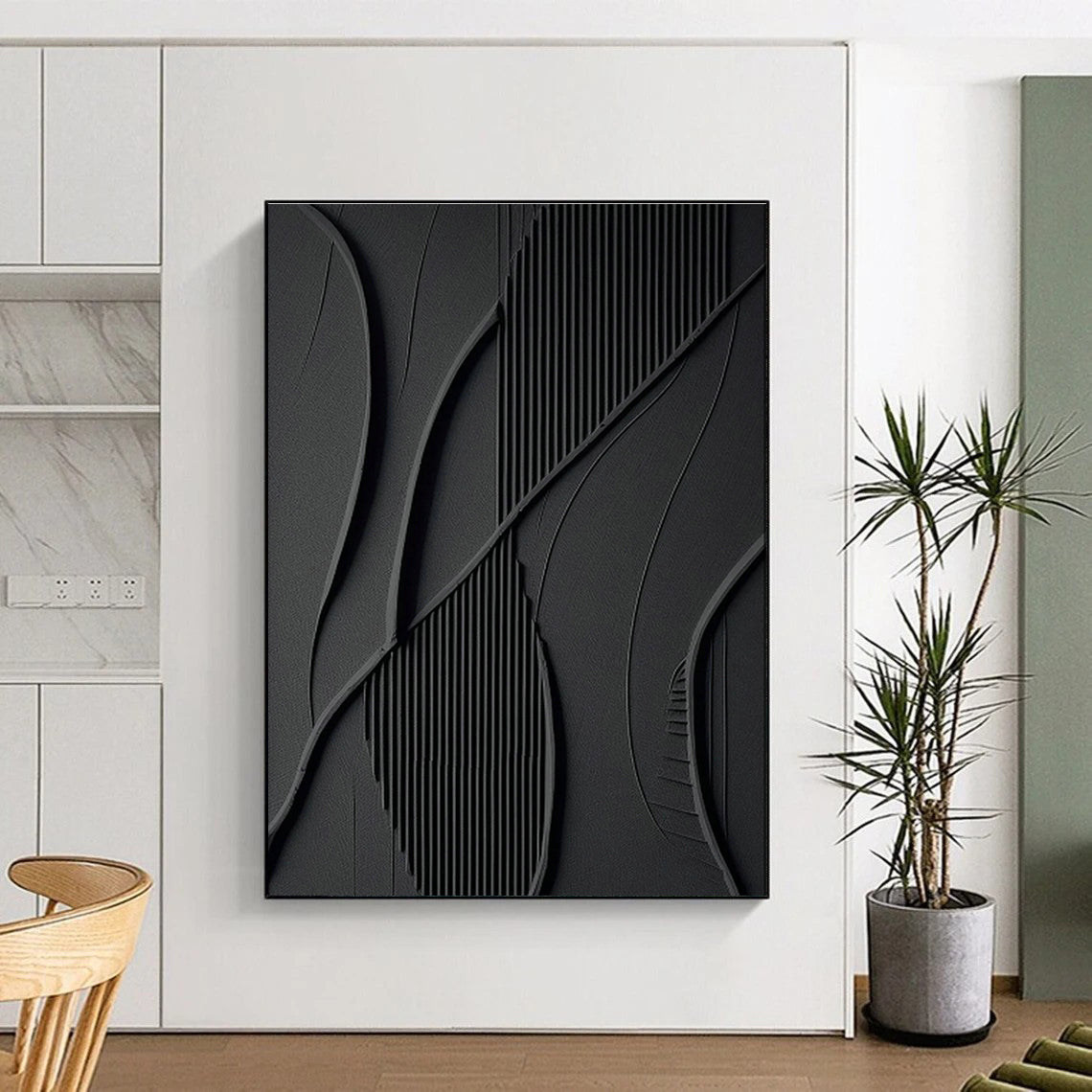 Black Textured Art for Industrial Loft & Contemporary Gallery DLZ2165