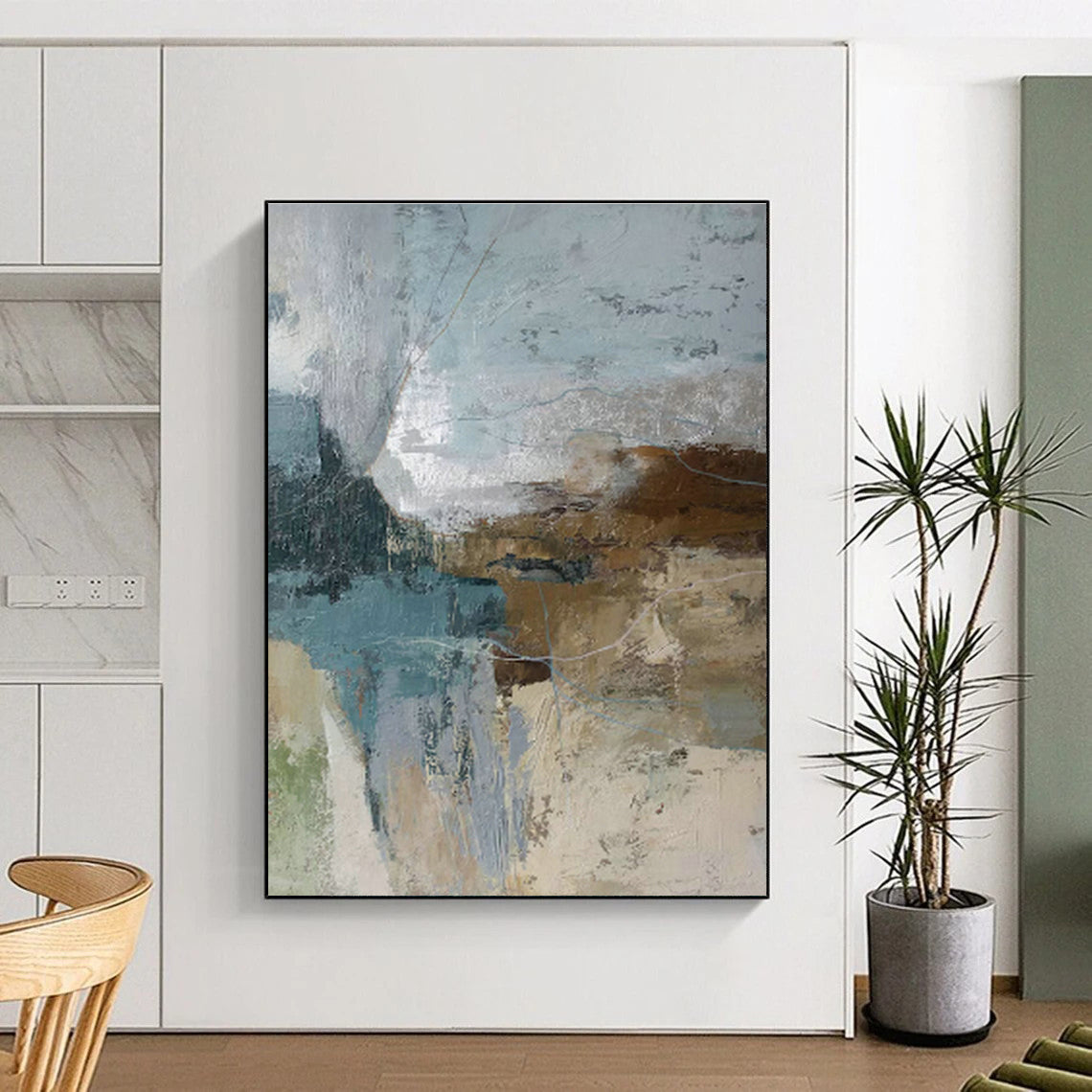 Blue - Brown Abstract Art for Living Room & Office DLZ0400