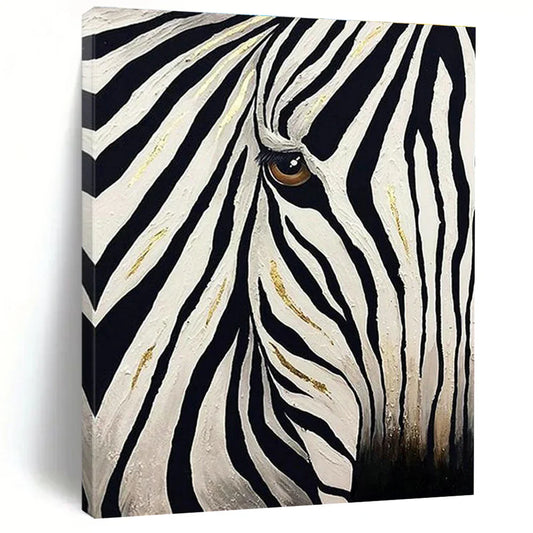A Glimpse of the Wild - The Allure of a Zebra Eye with Gold Accents