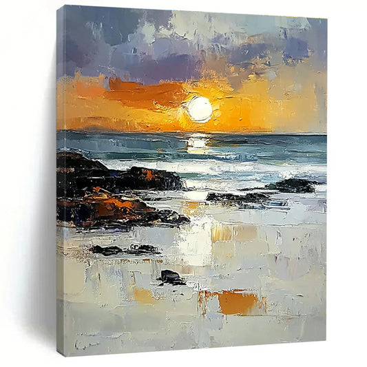 Unveiling the Serenity: An In-Depth Analysis of 'Sunset by the Sea' – Abstract Mastery in Coastal Landscapes