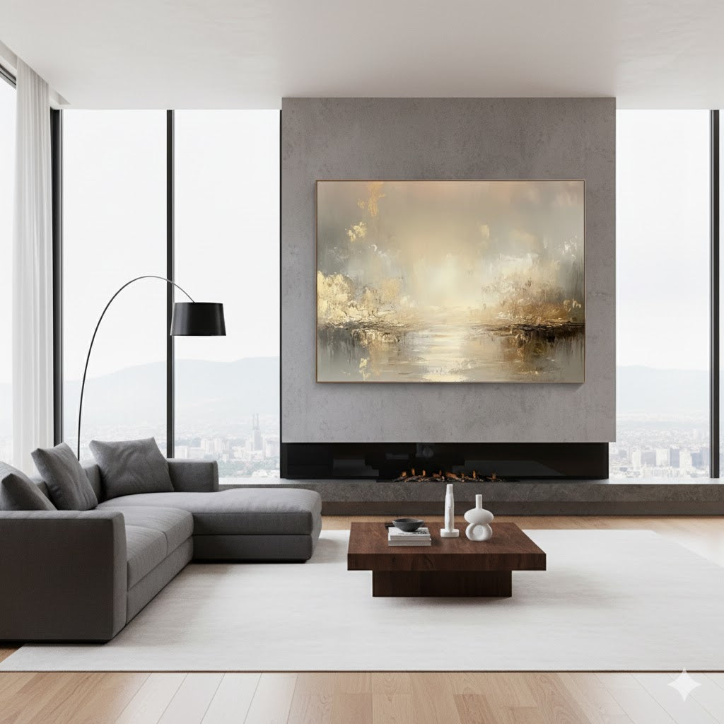 Unveiling the Serenity: A Comprehensive Analysis of "Luxe Gold - Brown River" Abstract Art