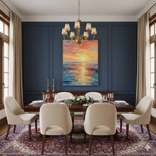 Capturing the Serenity of Dusk: A Comprehensive Analysis of the Abstract Sunset Ocean View Painting