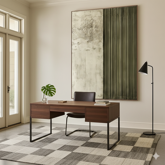 The Stark Divide: An In-Depth Exploration of Textured Two-Tone Wall for Industrial-Chic Loft & Contemporary Art Studio STSC542