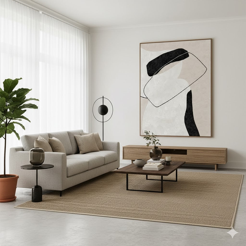 Unveiling the Serenity: A Comprehensive Analysis of Beige-Black Abstract Art DLZ2026