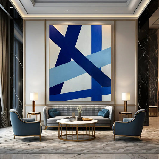 Navy Blue Wall Art - Elegance and Depth in Modern Abstract Expression