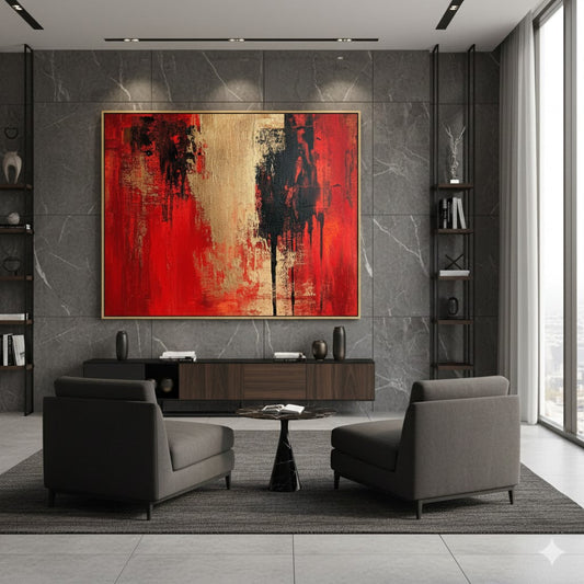 Unveiling the Passion: A Deep Dive into "Red and Gold Abstract Art SC272" – Sophia Castillo's Masterpiece of Emotion and Opulence