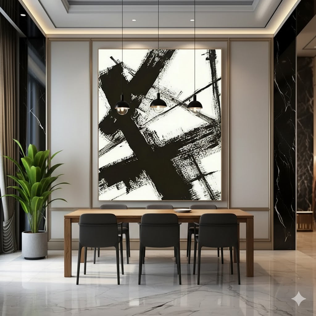 Exploring the Essence of Contrast: A Deep Dive into Black and White Ink Abstract Art DLZ1592