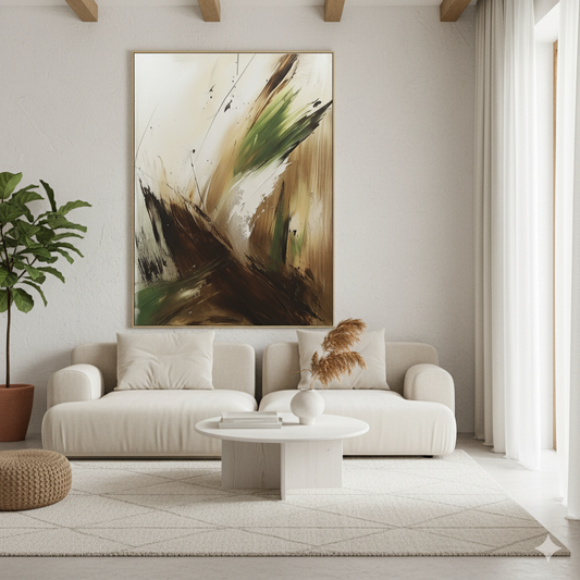 The Whispering Woods - An Exploration of "Abstract Green and Brown Strokes for Rustic Home & Nature-Inspired Studio STSC752"