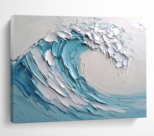 Textured Blue - White Wave Art for Coastal Restaurant & Nautical - Themed Home SC002