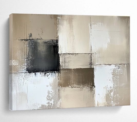 Neutral Color Blocks Art for Minimalist Bedroom & Contemporary Office SC369