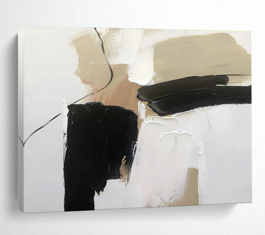 Beige - Black Minimalist Abstract Art for Hallway Chic Welcome DLZ2697
