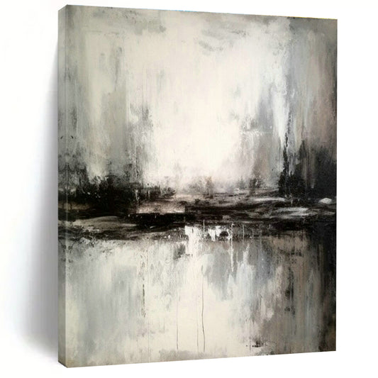 Grayscale Landscape Mystery Art for Noir - Themed Library & Minimalist Office Corridor DLZ1467