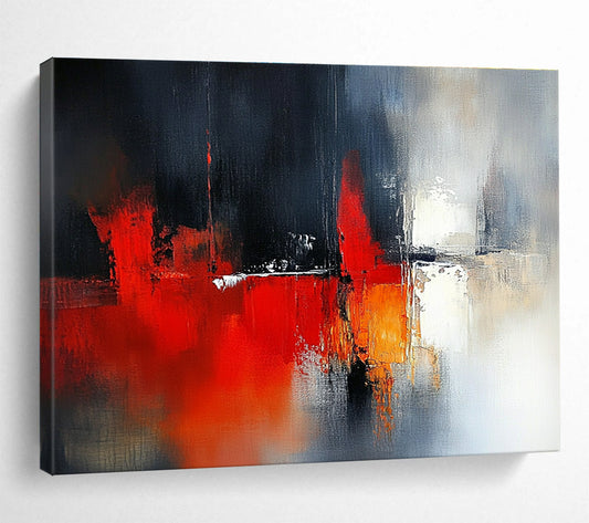 Red - Black Abstract Cityscape Art for Modern Penthouse Living Room & Urban Art Gallery SC230