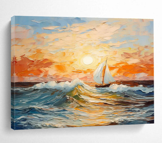 Sunset Sailboat Painting for Nautical - Themed Café DLZ3009