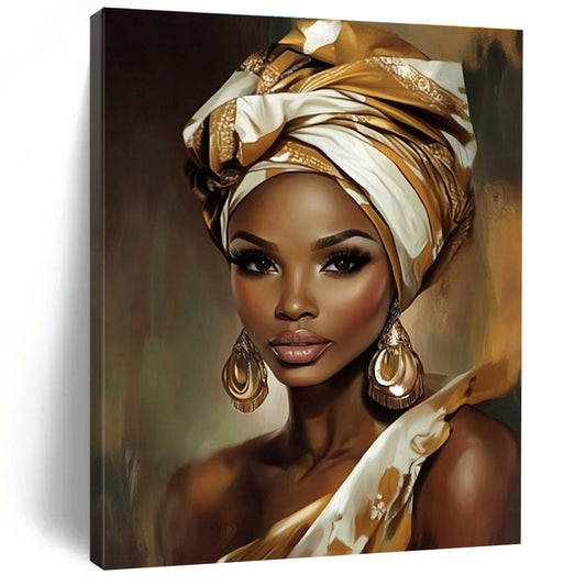 Woman in Golden Headwrap for African - Inspired Boutique & Cultural Art Gallery STSC892