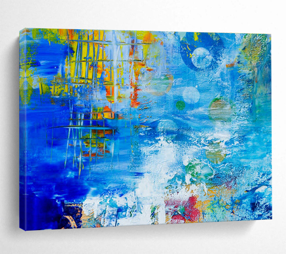 Blue - Toned Colorful Abstract Art for Vibrant Living Room DLZ2823