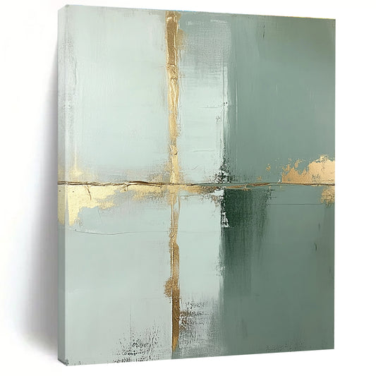 Gold and Green Abstract Cross for Luxury Hotel Lobby & Elegant Dining Room STSC428