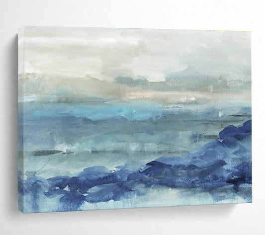 Blue - Tone Seaside Abstract Art for Relaxing Bathroom DLZ2798