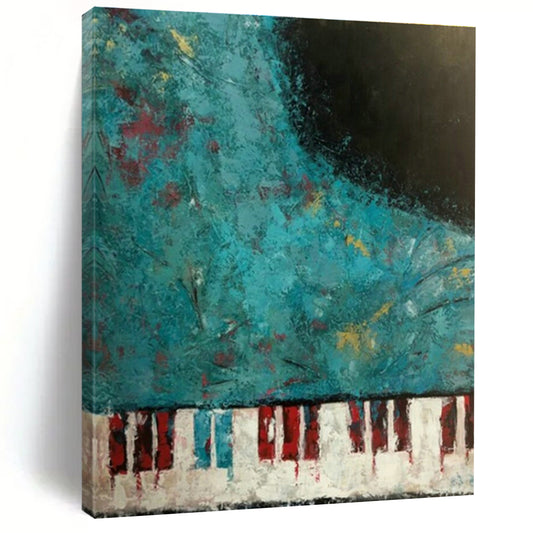 Blue - Tone Piano Abstract Art for Jazz Bar & Music School Hall DLZ0634