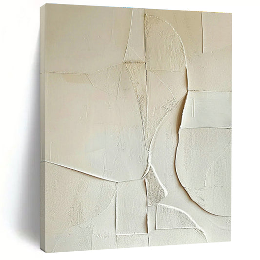 White Geometric Abstract Relief Art for Scandinavian Bedroom & Modern Art Gallery DLZ1321