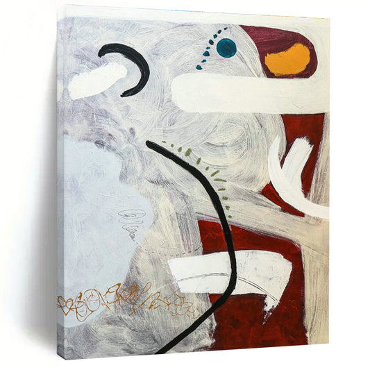 Gray - White - Red Abstract Art for Modern Loft & Home Studio DLZ1115