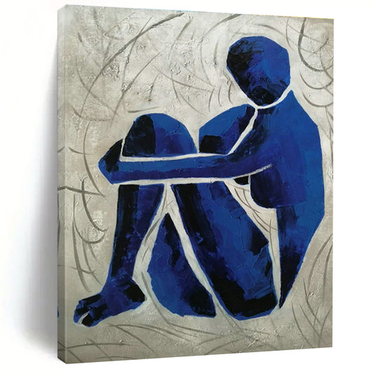 Blue Abstract Figure Art for Wellness Center & Contemporary Home Office DLZ1792