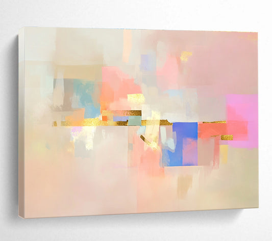 Pastel Abstract with Gold Accents Art for Luxury Bridal Suite & High - End Home Office SC043